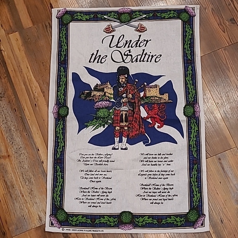 UNDER THE SALTIRE Scottish Cotton Tea Towel